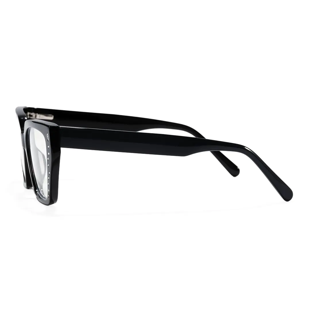 Side view of Zelda cat eye acetate eyeglasses CA0152604 in black