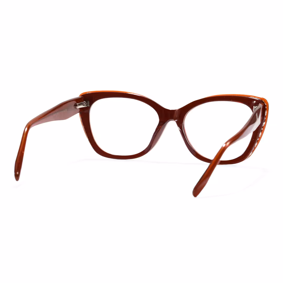Back view of Celeste cat eye acetate eyeglasses CA0152605 in red