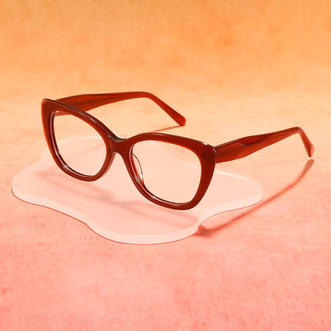 Scene view of Celeste cat eye acetate eyeglasses CA0152605 in red