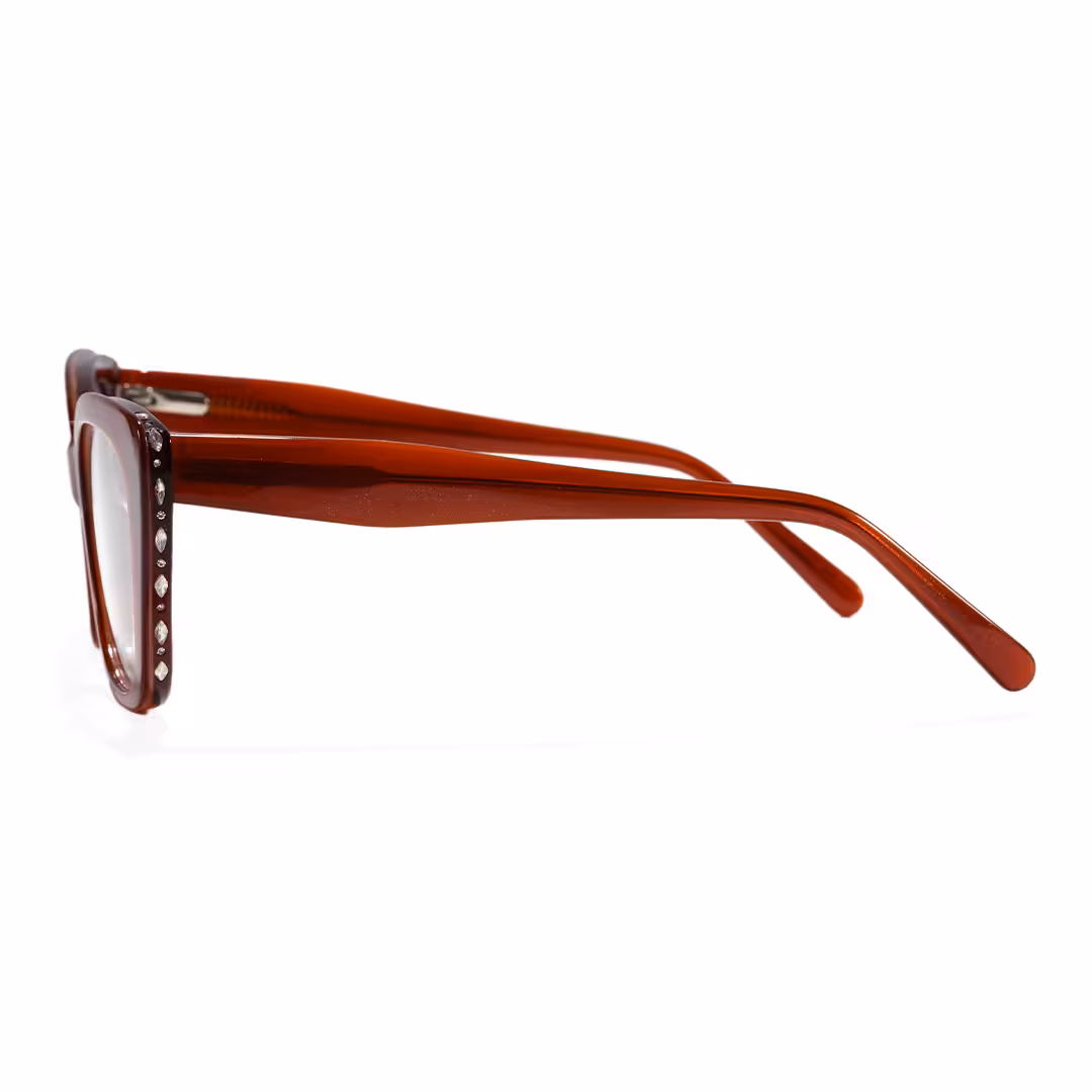 Side view of Celeste cat eye acetate eyeglasses CA0152605 in red