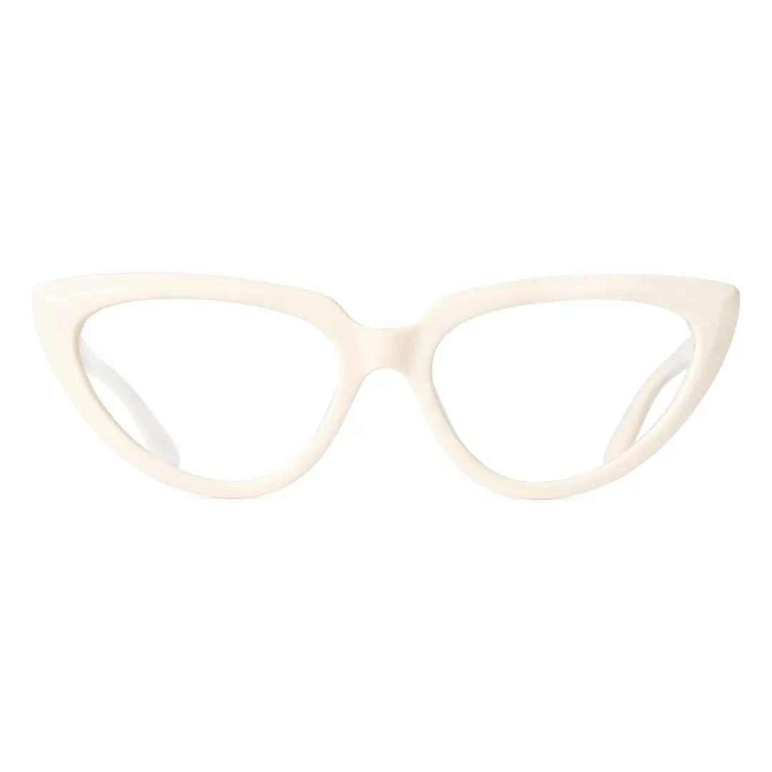 Front view of Theodore cat eye acetate eyeglasses CA0182311 in white