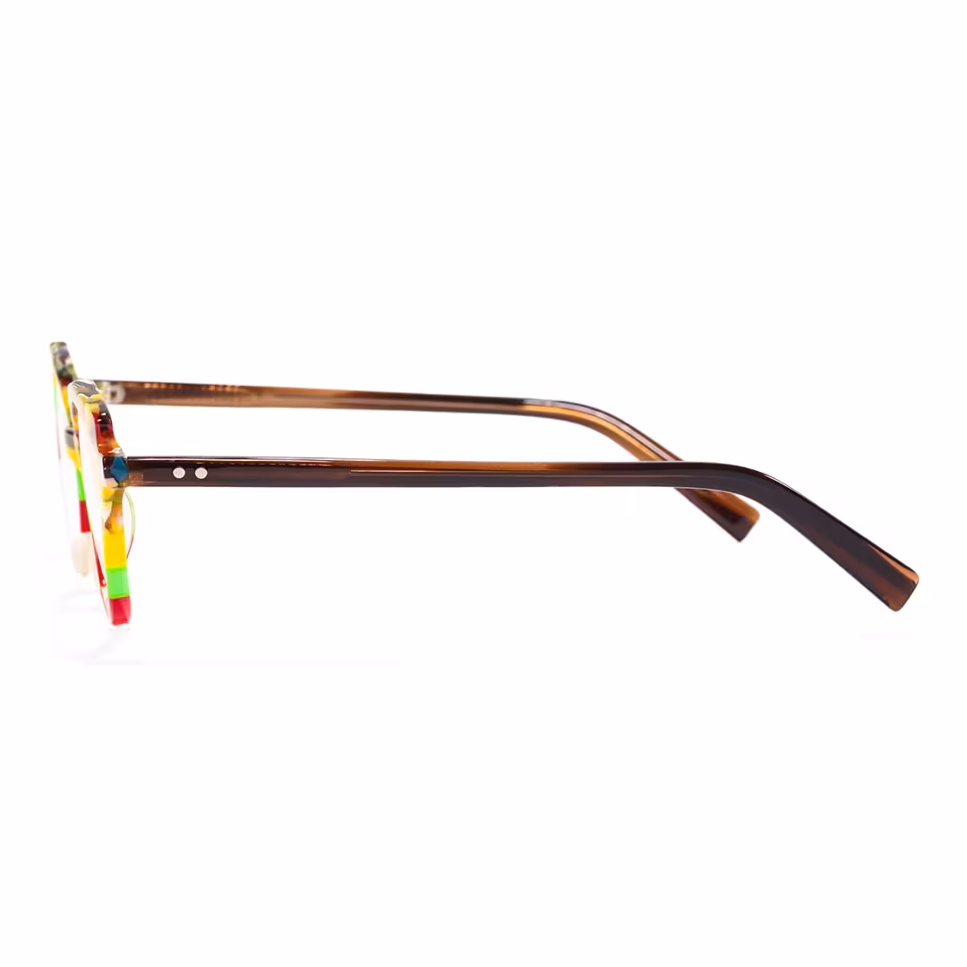 Side view of Prince colorful cat eye acetate eyeglasses in multicolor. SPU: CA0222306