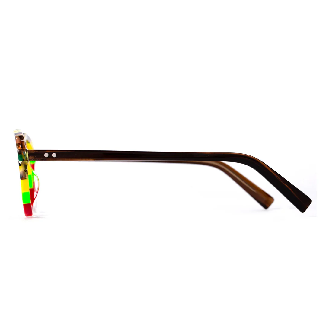 Side view of Prince colorful cat eye acetate eyeglasses CA0222306 in multicolor