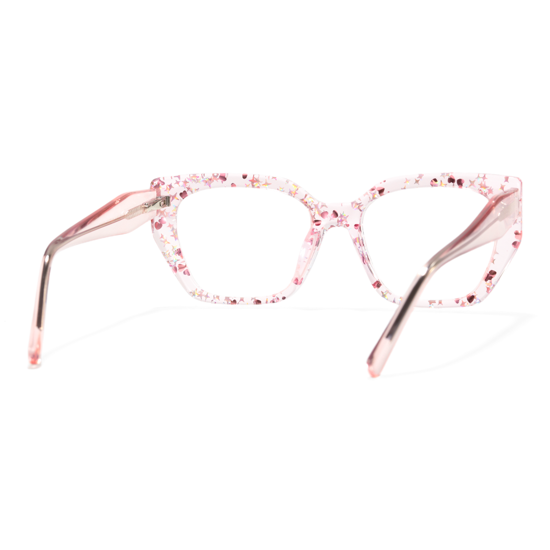 Back view of Nola fashion cat eye acetate eyeglasses CA0282601 in pink