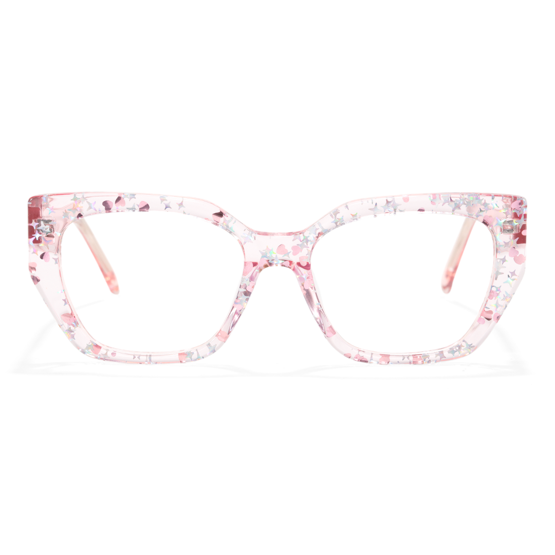Front view of Nola fashion cat eye acetate eyeglasses CA0282601 in pink