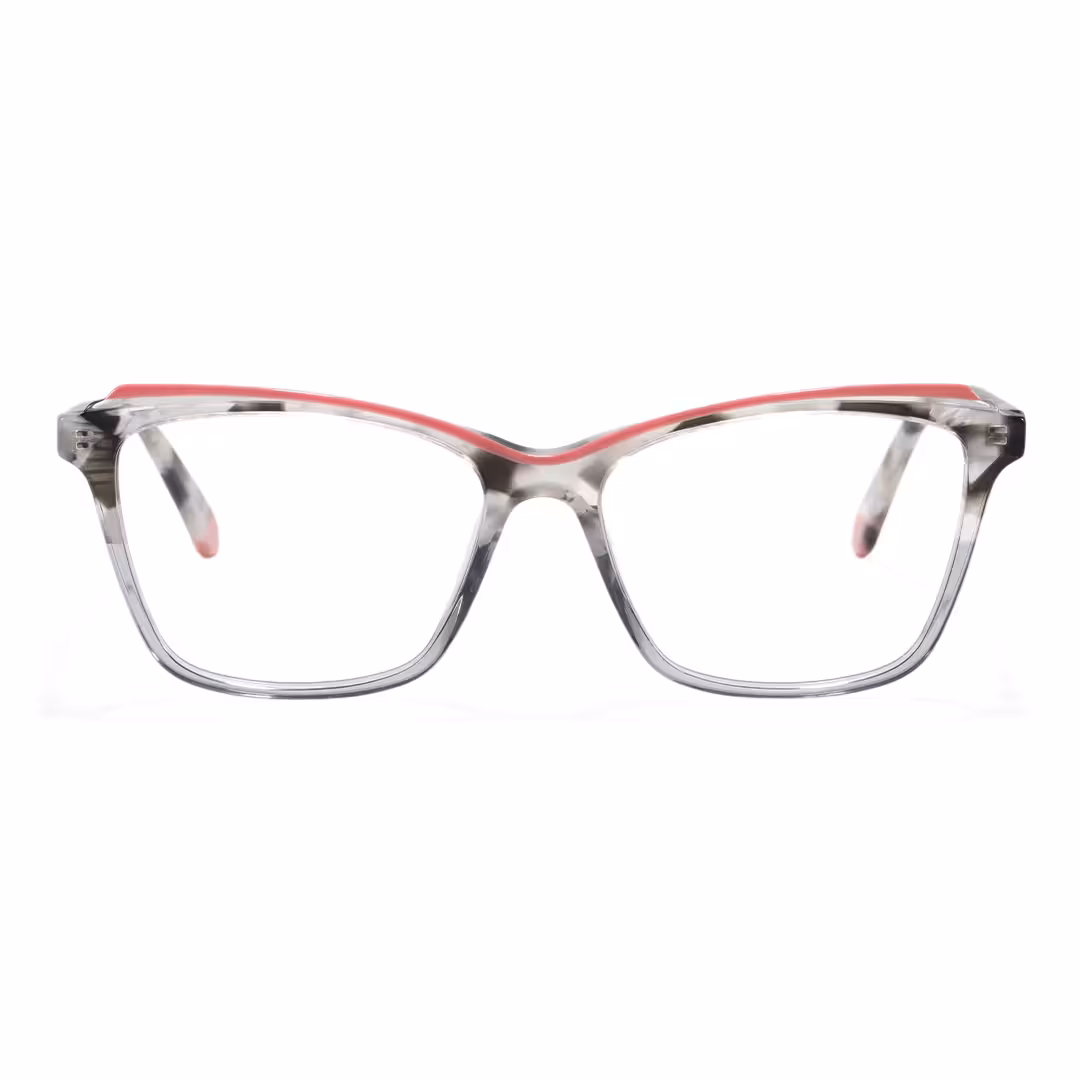 Front view of Quasar colorful cat eye acetate eyeglasses CA0332605 in grey