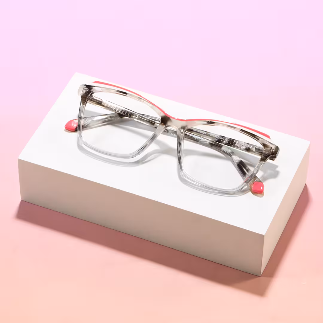 Scene view of Quasar colorful cat eye acetate eyeglasses CA0332605 in grey