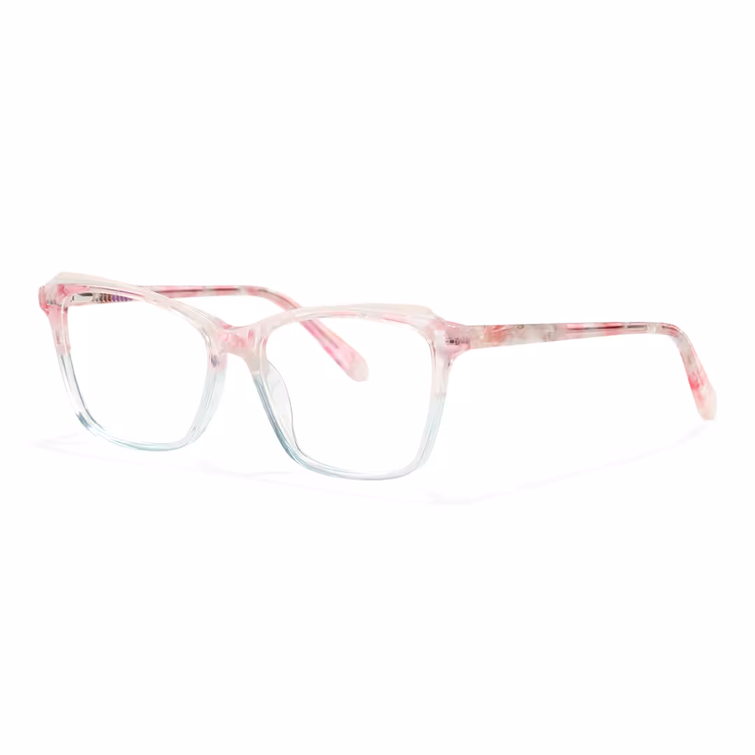 Angle view of Quasar colorful cat eye acetate eyeglasses CA0332605 in pink