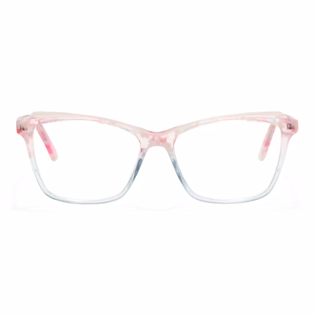 Front view of Quasar colorful cat eye acetate eyeglasses CA0332605 in pink