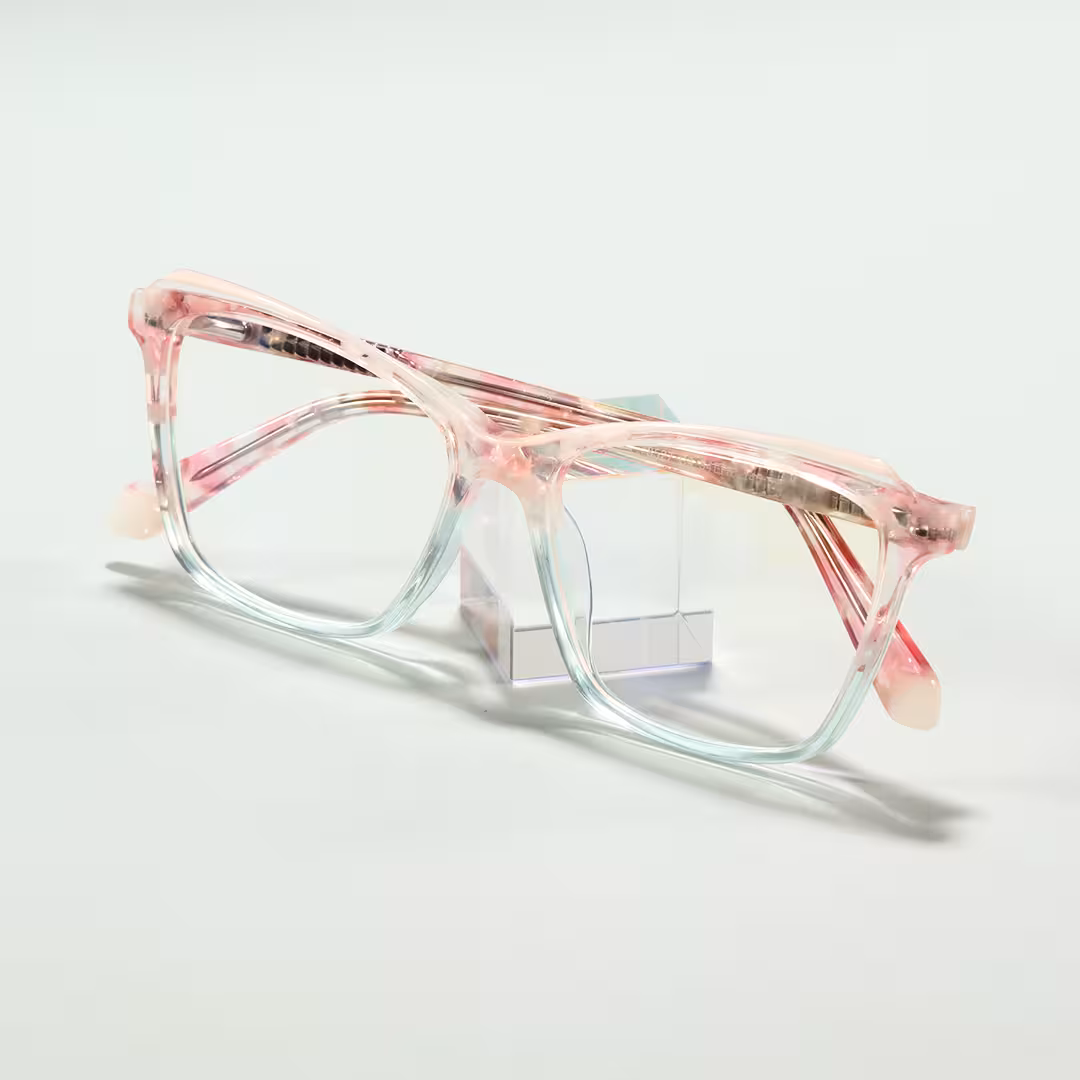 Scene view of Quasar colorful cat eye acetate eyeglasses CA0332605 in pink