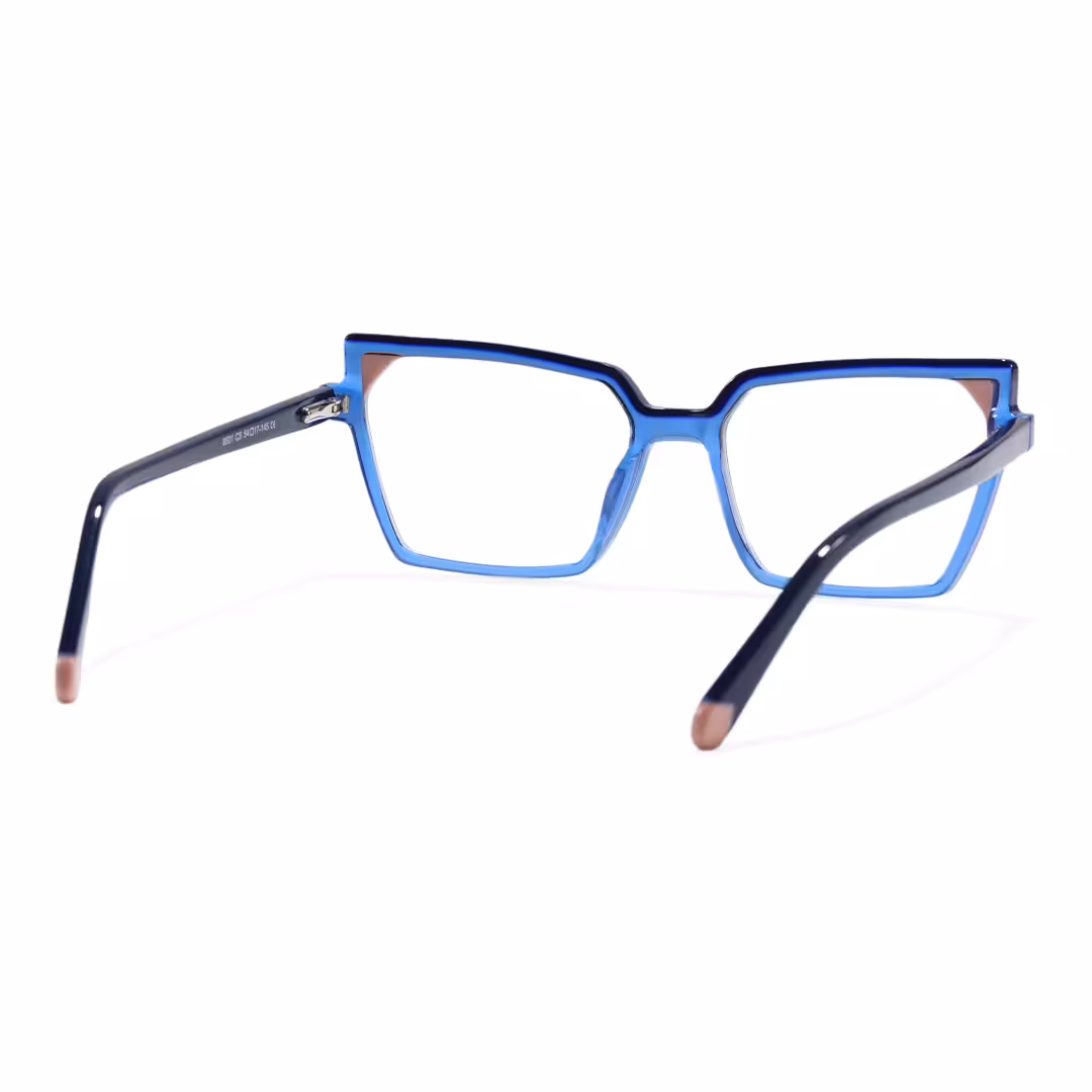 Back view of Topaz colorful cat eye acetate eyeglasses CA0342605 in blue