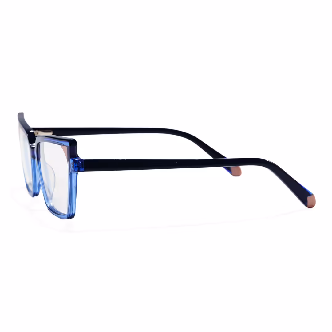 Side view of Topaz colorful cat eye acetate eyeglasses CA0342605 in blue