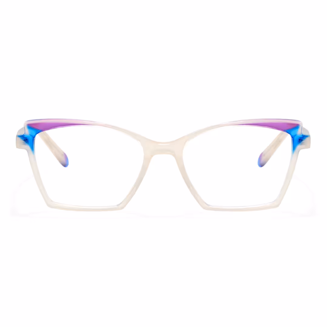 Front view of Unity colorful cat eye acetate eyeglasses CA0352605 in beige