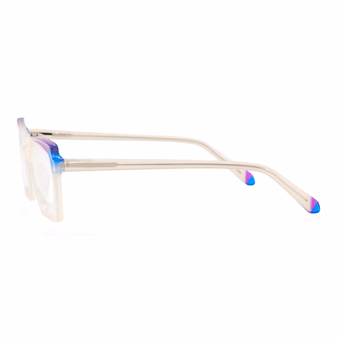 Side view of Unity colorful cat eye acetate eyeglasses CA0352605 in beige