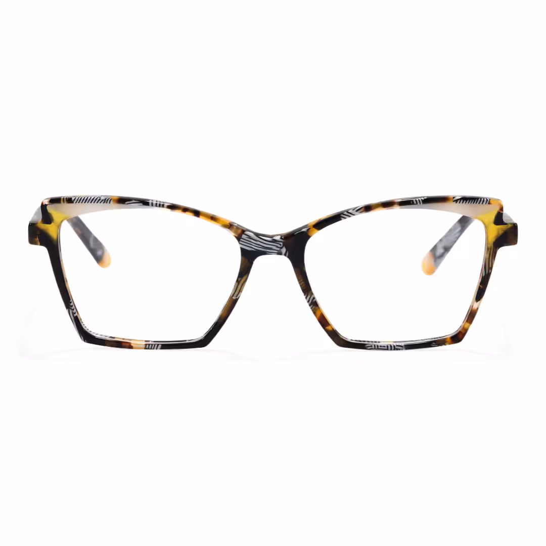 Front view of Unity colorful cat eye acetate eyeglasses CA0352605 in tortoise
