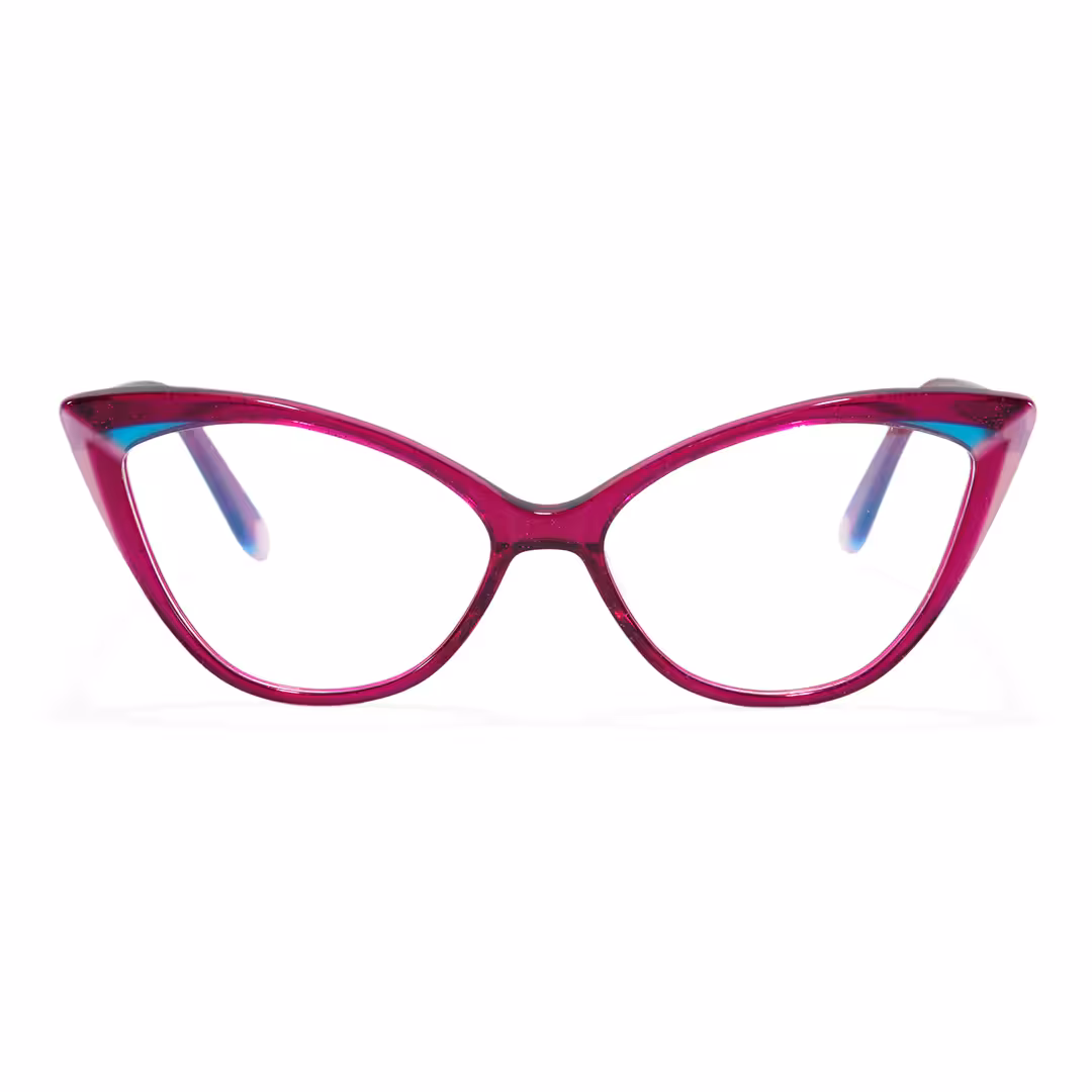 Front view of Dune colorful cat eye acetate eyeglasses CA0362605 in purple