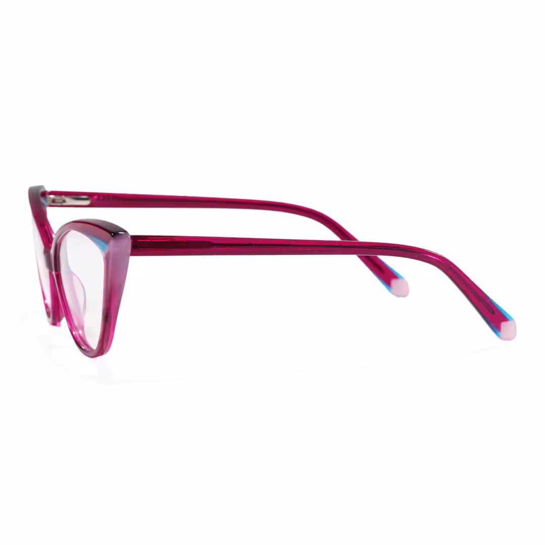 Side view of Dune colorful cat eye acetate eyeglasses CA0362605 in purple