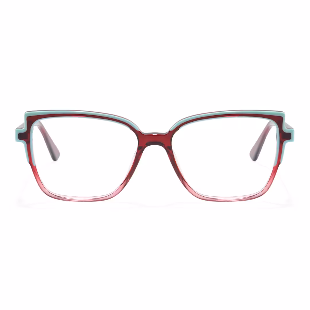 Front view of Nala colorful cat eye acetate eyeglasses CA0372605 in two tone