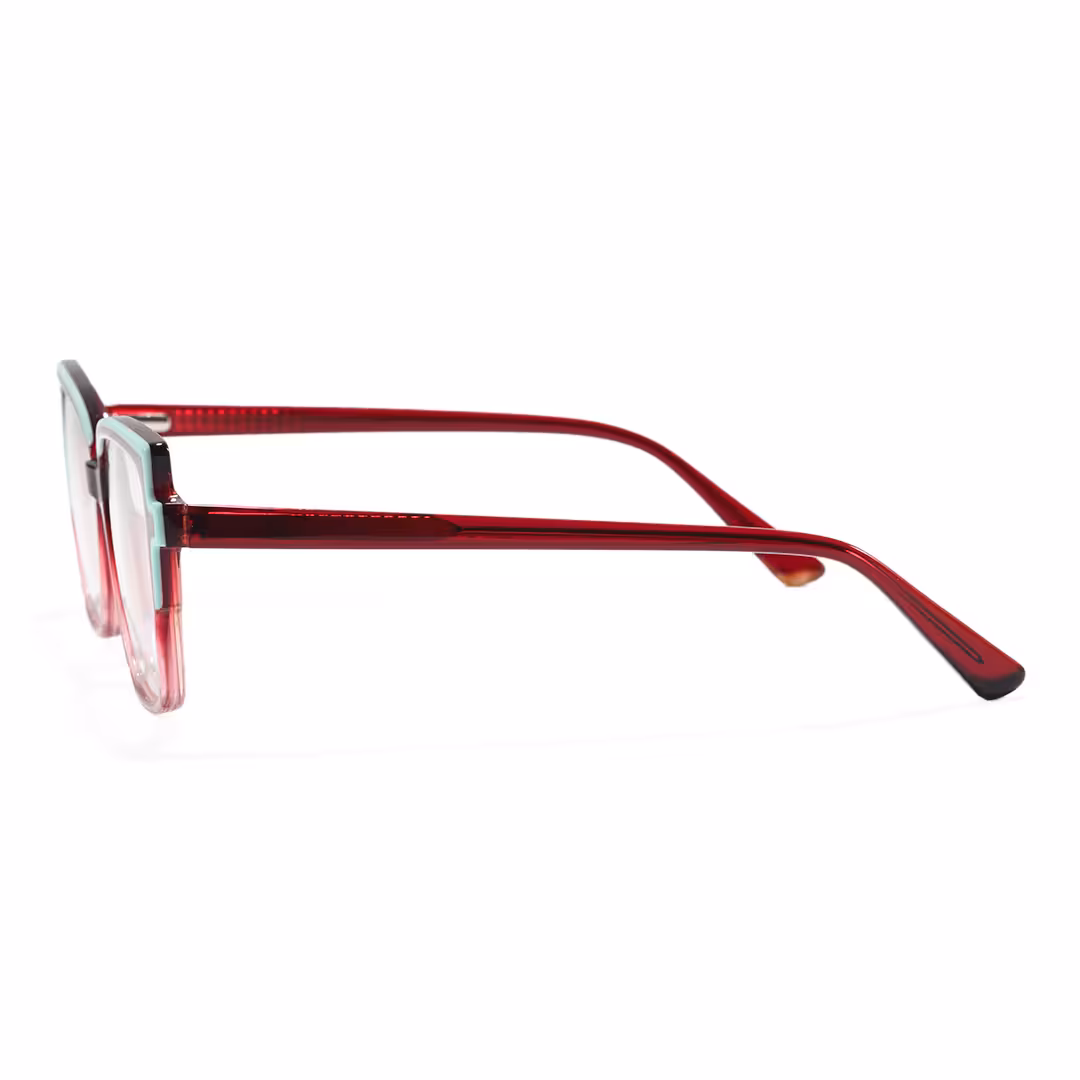 Side view of Nala colorful cat eye acetate eyeglasses CA0372605 in two tone
