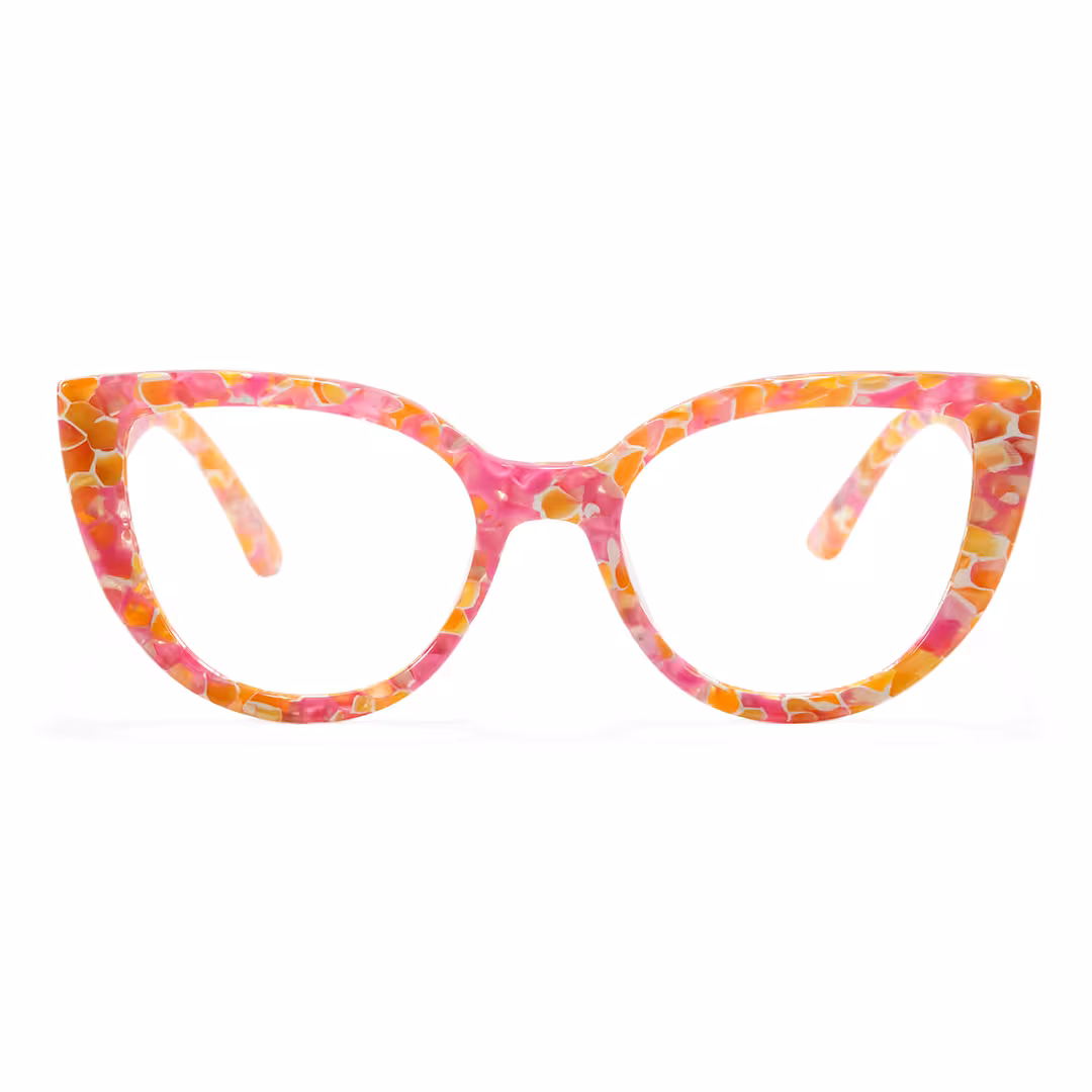 Front view of Whisper colorful cat eye acetate eyeglasses CA0392605 in multicolor