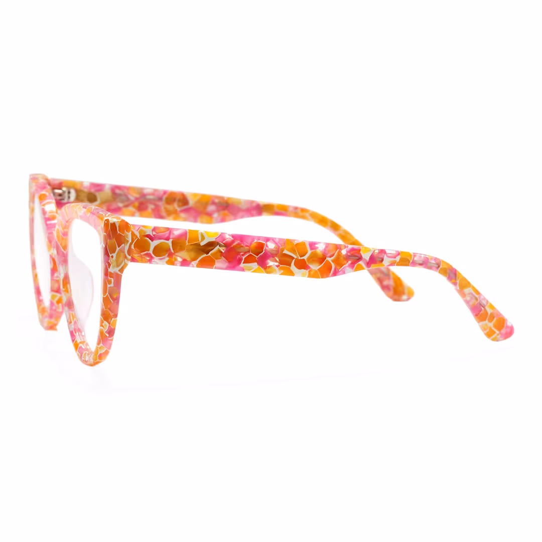 Side view of Whisper colorful cat eye acetate eyeglasses CA0392605 in multicolor