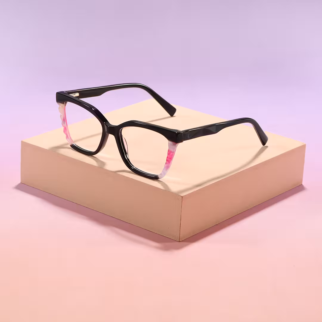 Scene view of Rael colorful cat eye acetate eyeglasses CA0422605 in black