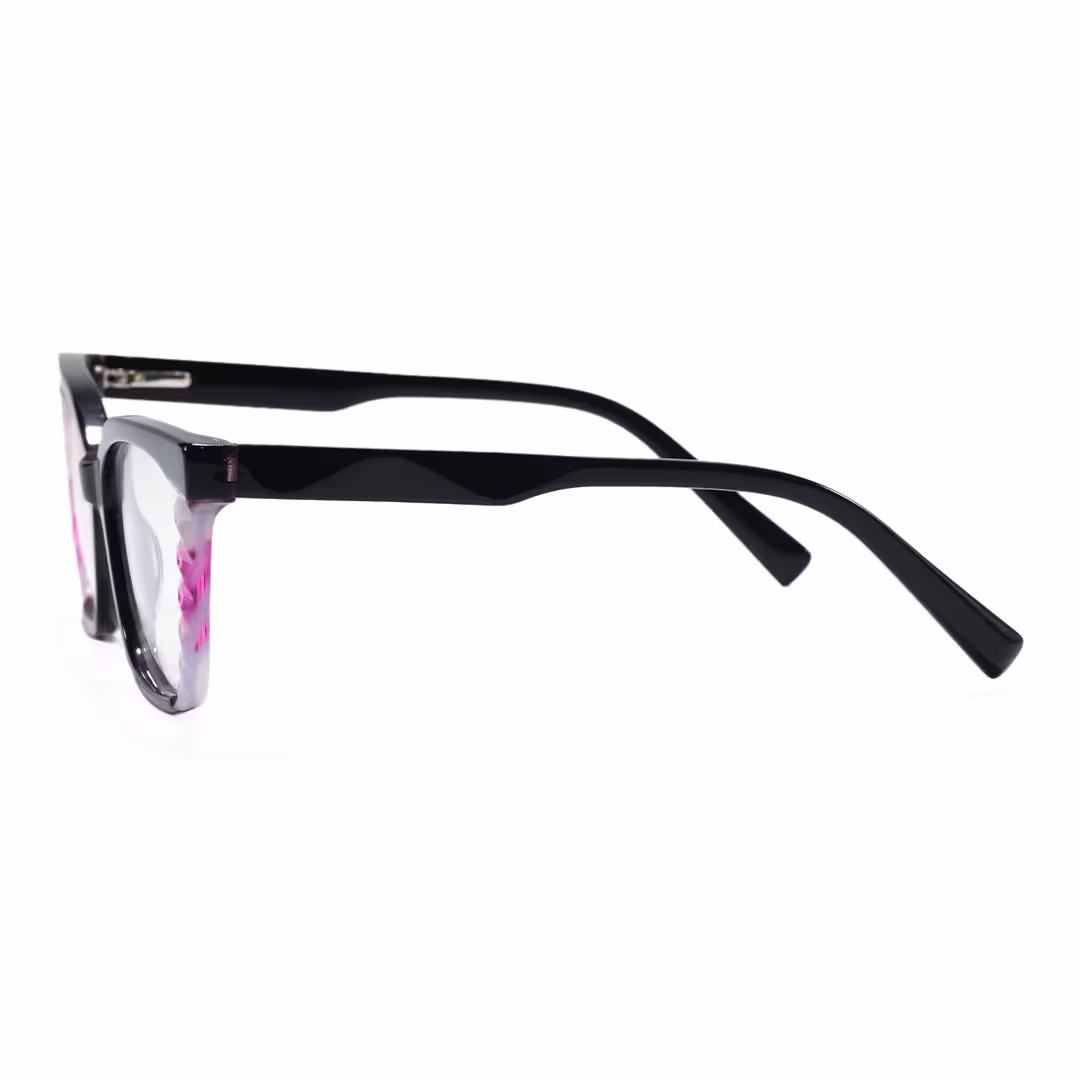 Side view of Rael colorful cat eye acetate eyeglasses CA0422605 in black