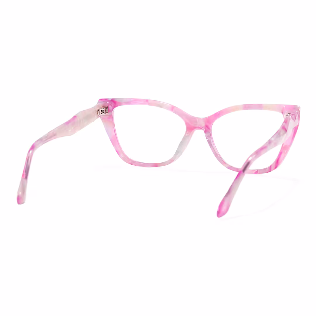 Back view of Solt colorful cat eye acetate eyeglasses CA0432605 in pink