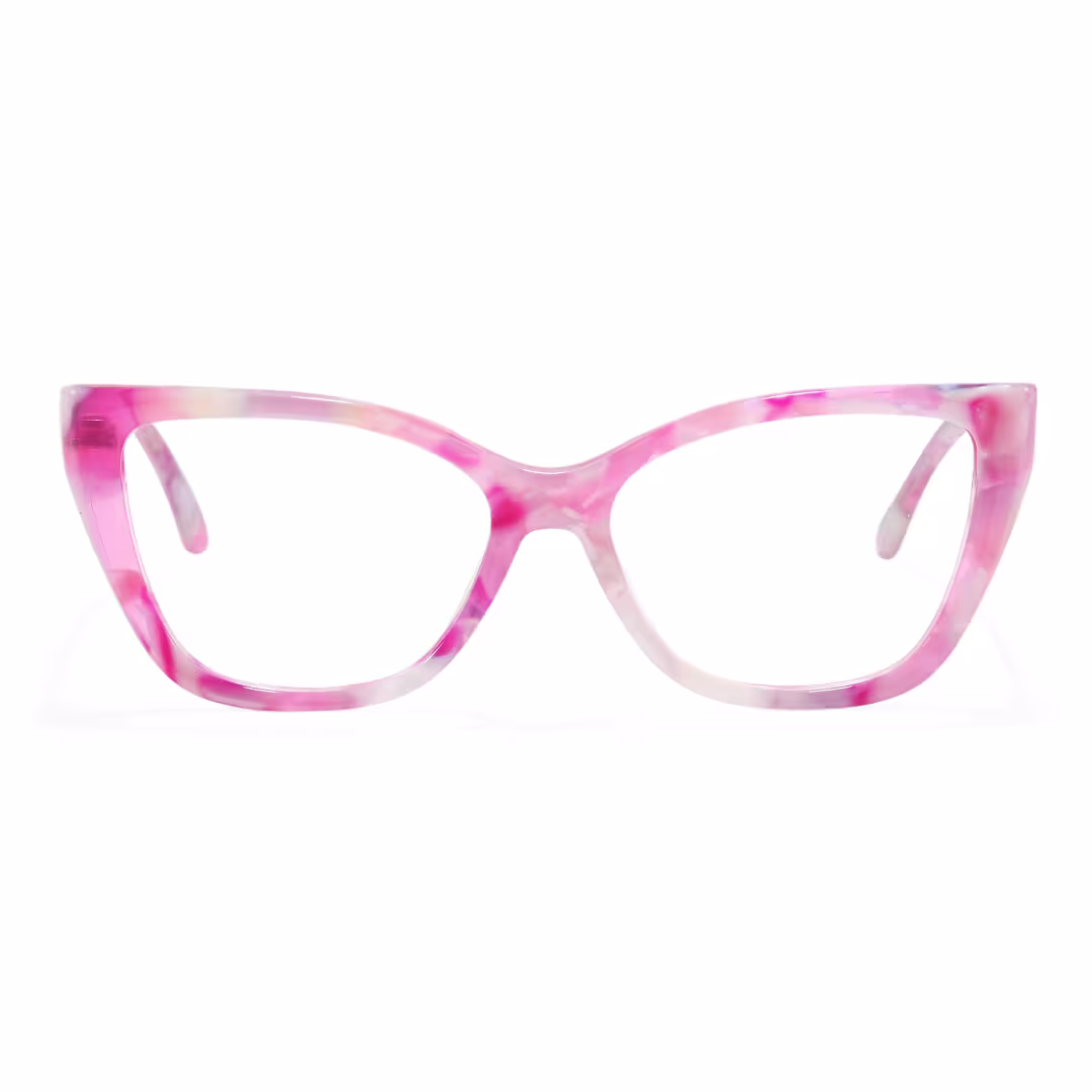Front view of Solt colorful cat eye acetate eyeglasses CA0432605 in pink