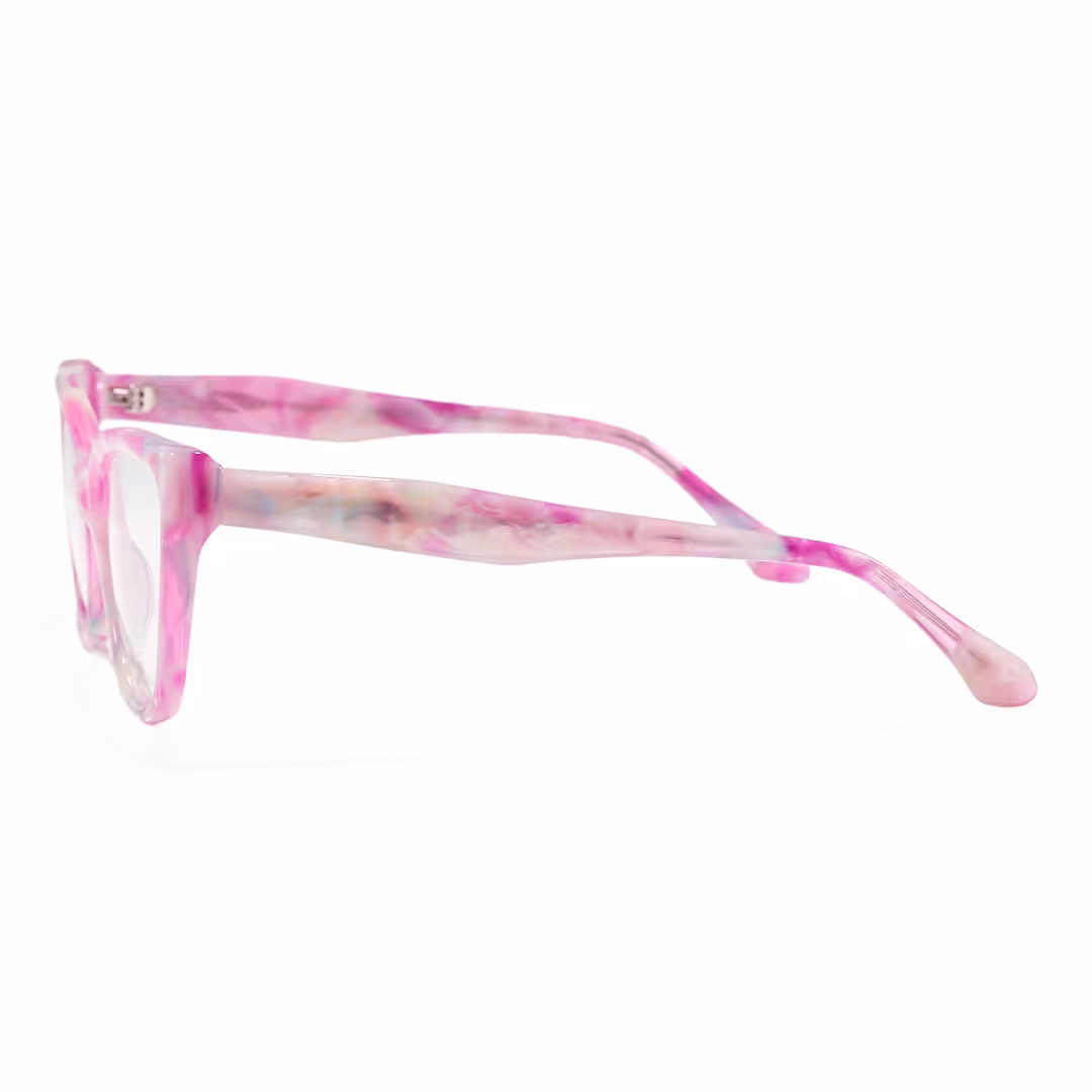 Side view of Solt colorful cat eye acetate eyeglasses CA0432605 in pink