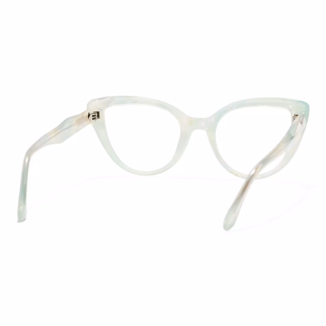 Back view of Glimmer colorful cat eye acetate eyeglasses CA0442605 in green