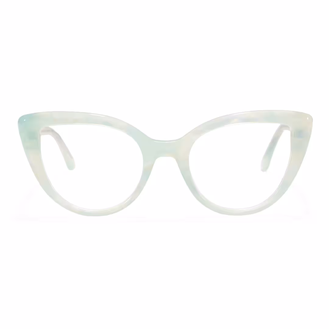Front view of Glimmer colorful cat eye acetate eyeglasses CA0442605 in green