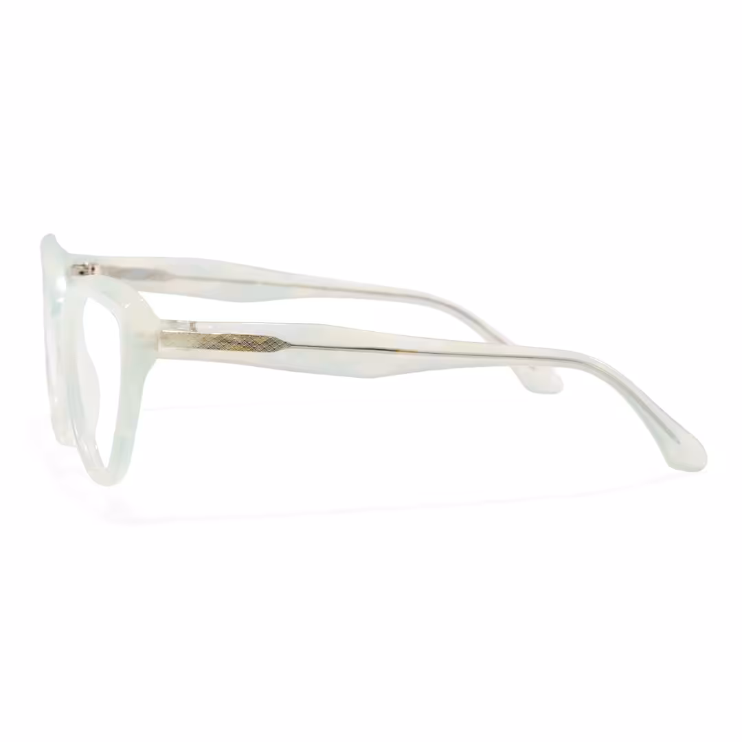 Side view of Glimmer colorful cat eye acetate eyeglasses CA0442605 in green