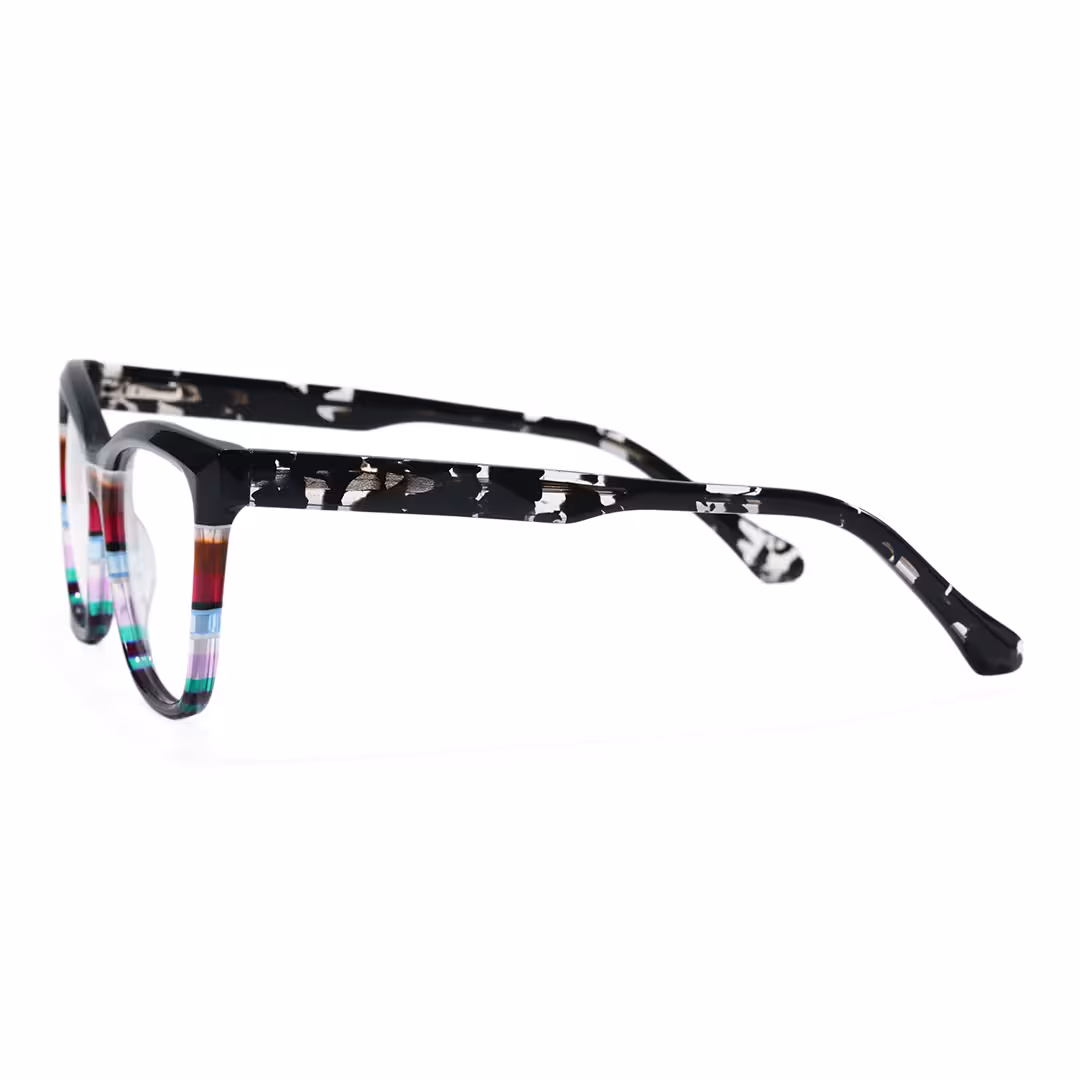 Side view of Vexel colorful cat eye acetate eyeglasses CA0452605 in black