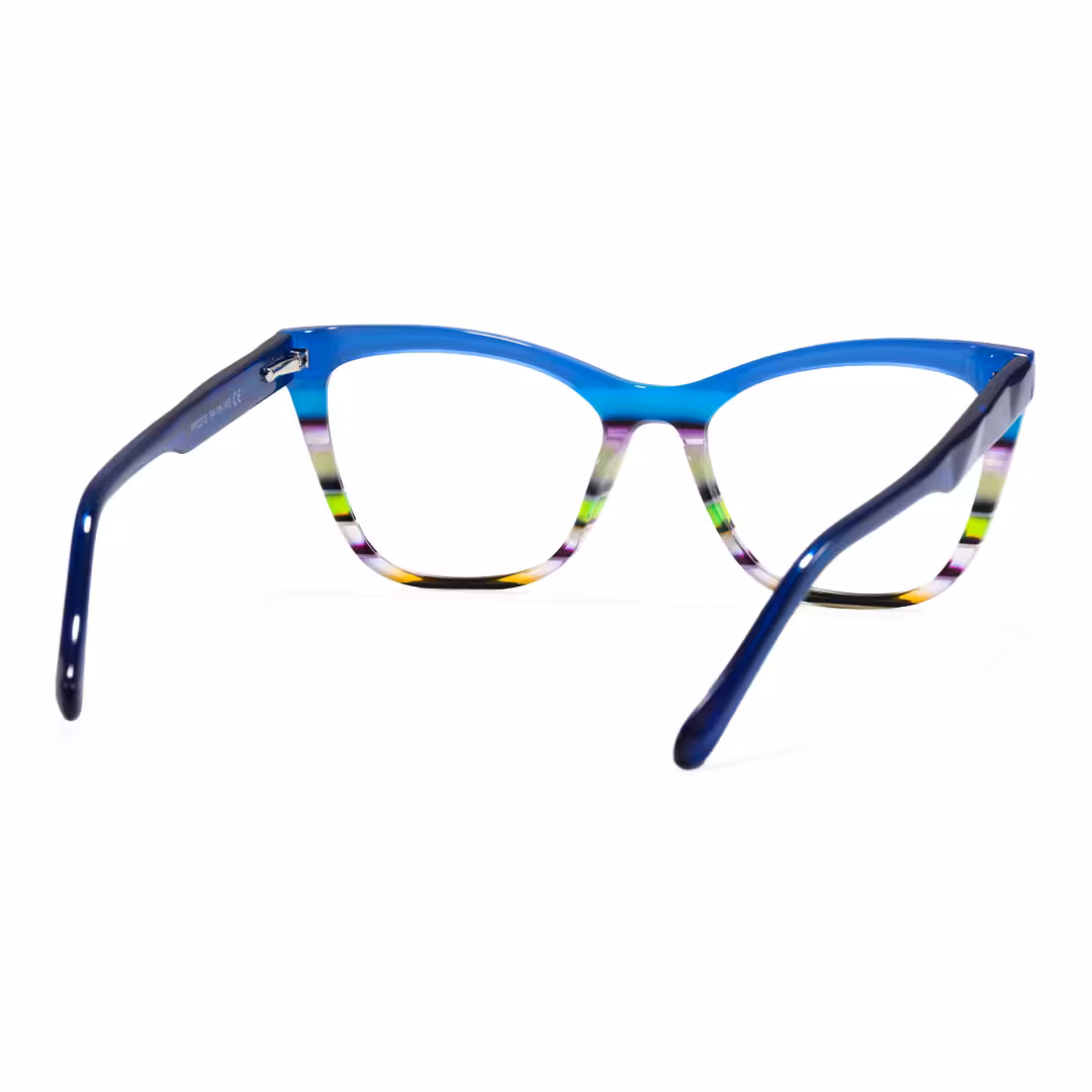 Back view of Vexel colorful cat eye acetate eyeglasses CA0452605 in blue
