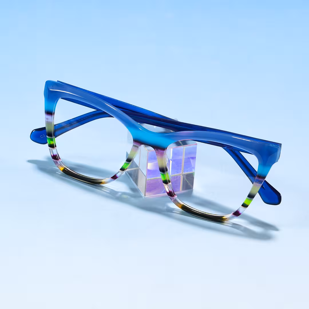 Scene view of Vexel colorful cat eye acetate eyeglasses CA0452605 in blue