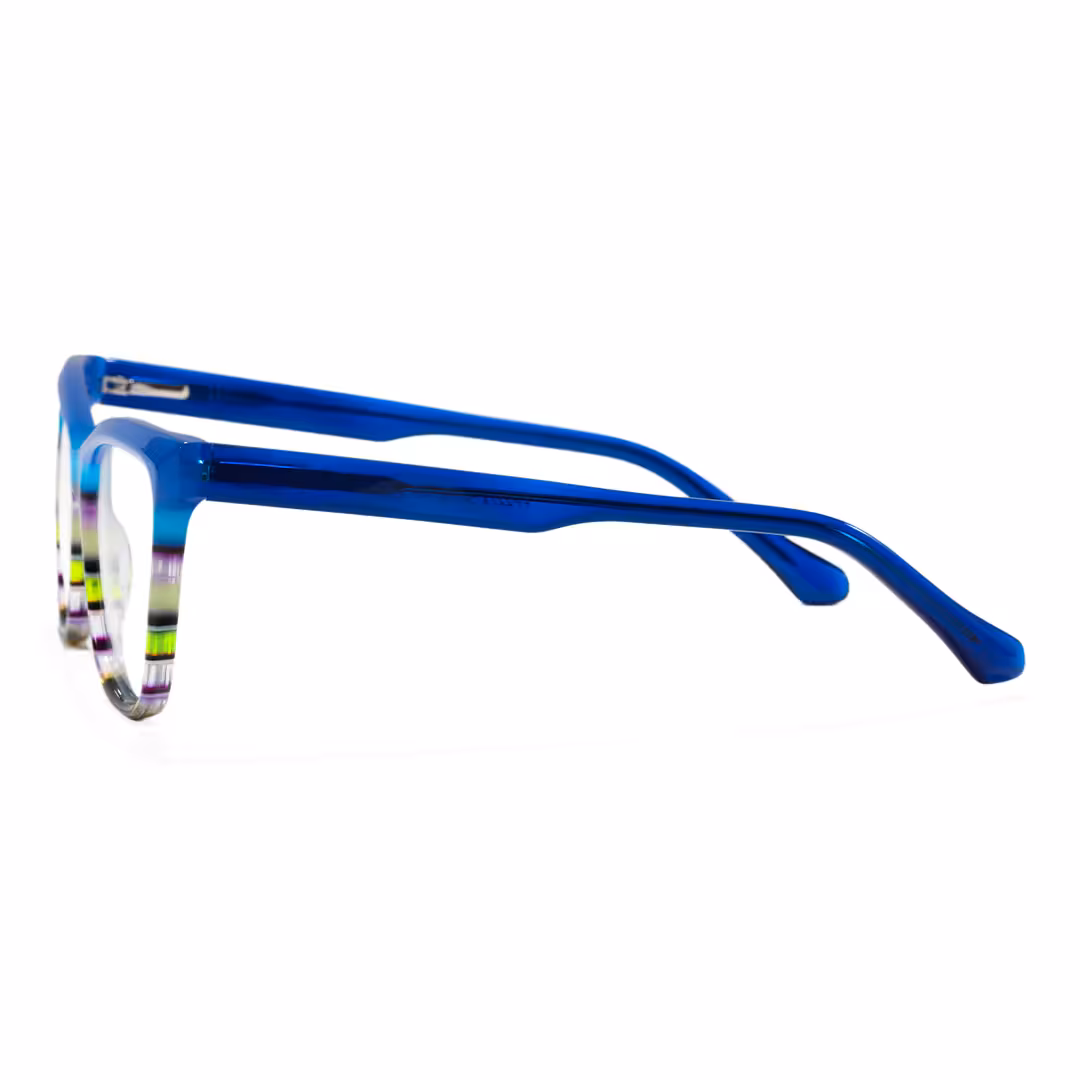 Side view of Vexel colorful cat eye acetate eyeglasses CA0452605 in blue