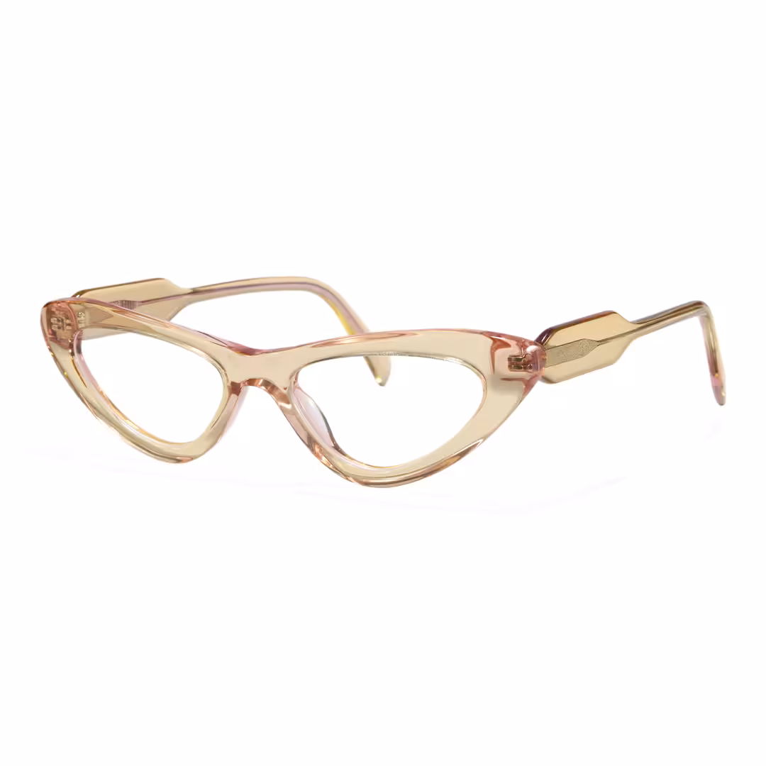 Angle view of Wynr office siren cat eye acetate eyeglasses CA0462605 in brown