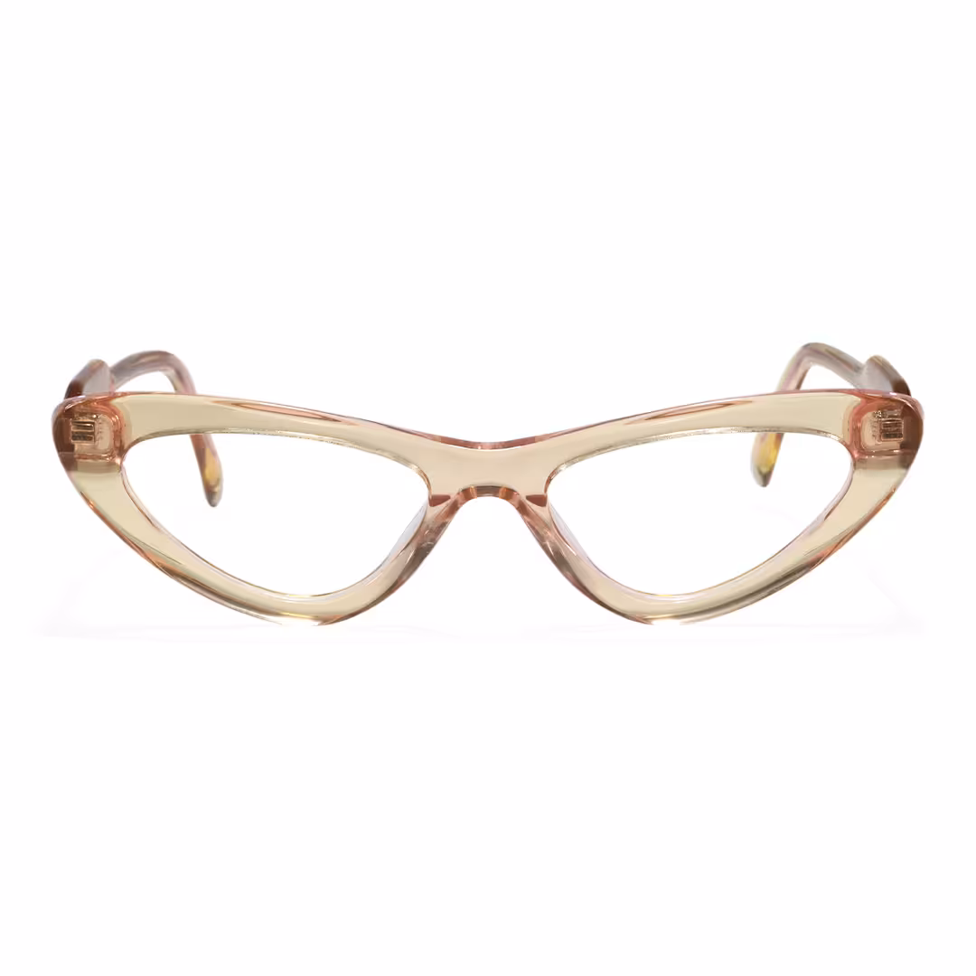 Front view of Wynr office siren cat eye acetate eyeglasses CA0462605 in brown