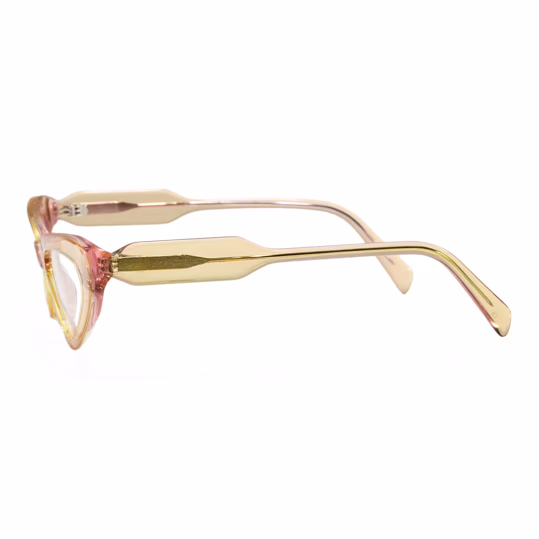 Side view of Wynr office siren cat eye acetate eyeglasses CA0462605 in brown