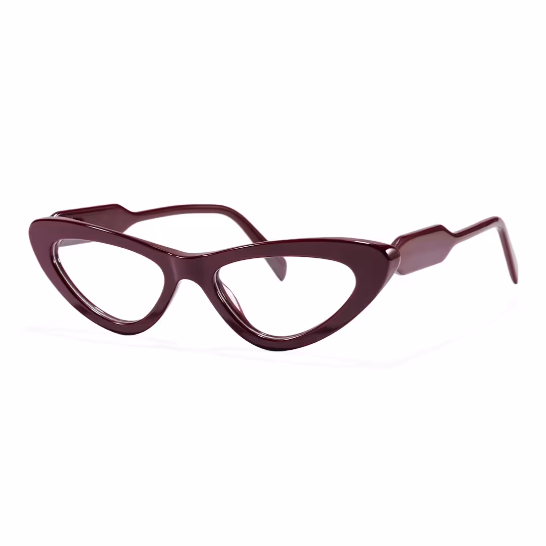 Angle view of Wynr office siren cat eye acetate eyeglasses CA0462605 in red