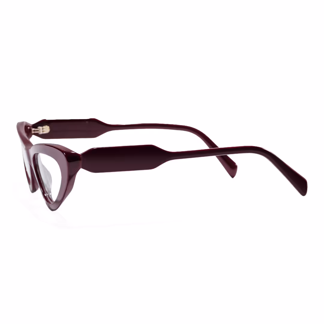 Side view of Wynr office siren cat eye acetate eyeglasses CA0462605 in red
