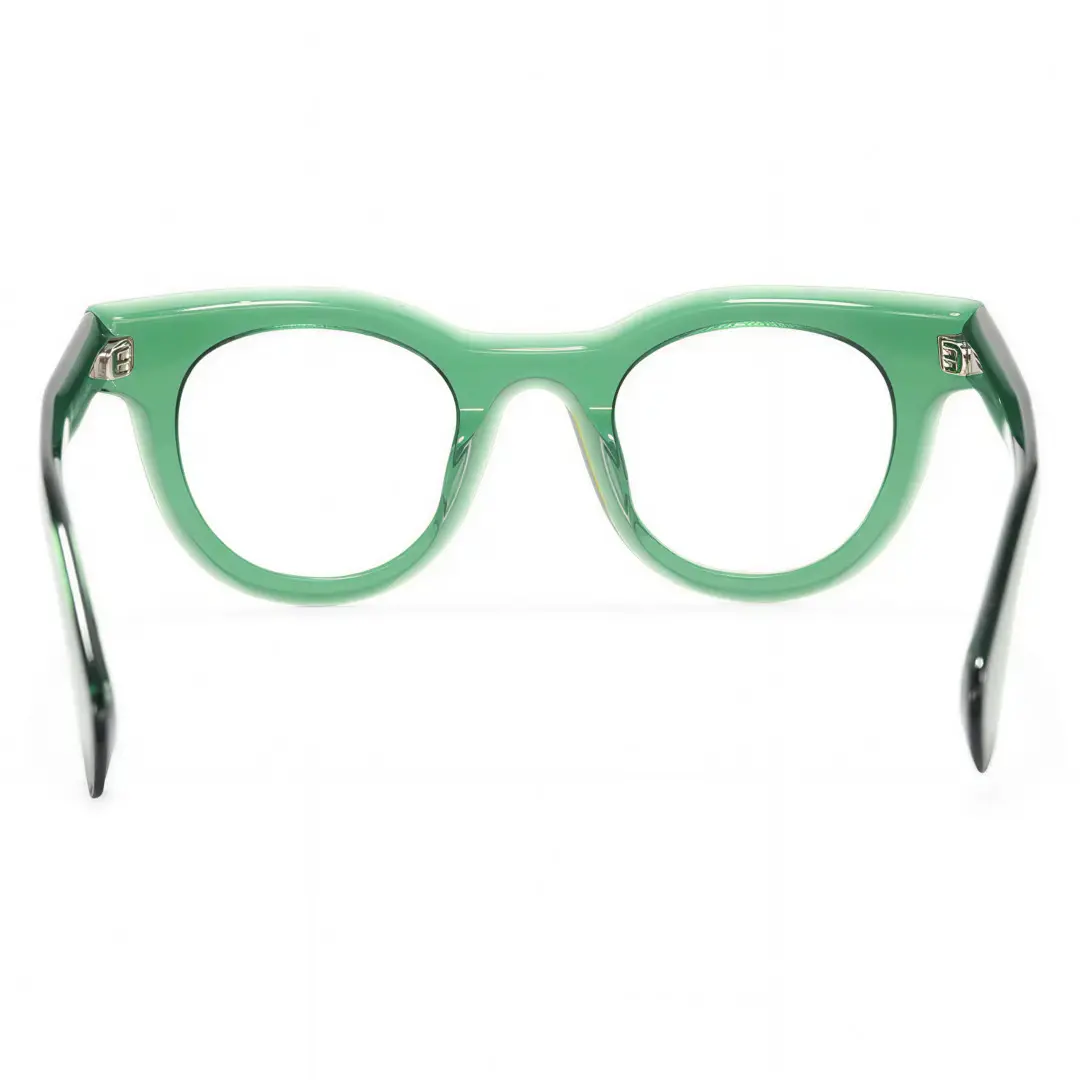 Back view of Gali round acetate eyeglasses CA0532302 in green