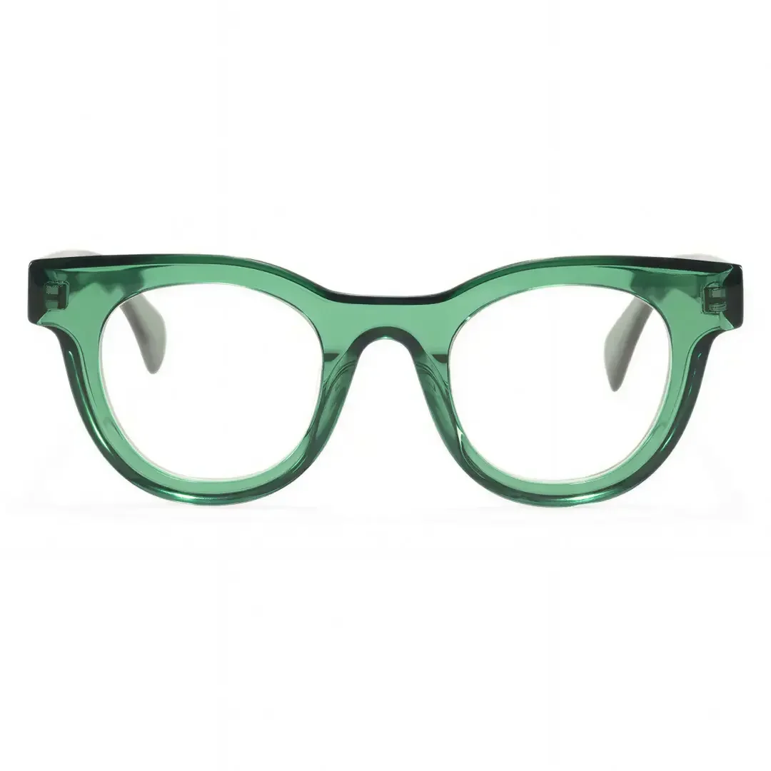 Front view of Gali round acetate eyeglasses CA0532302 in green