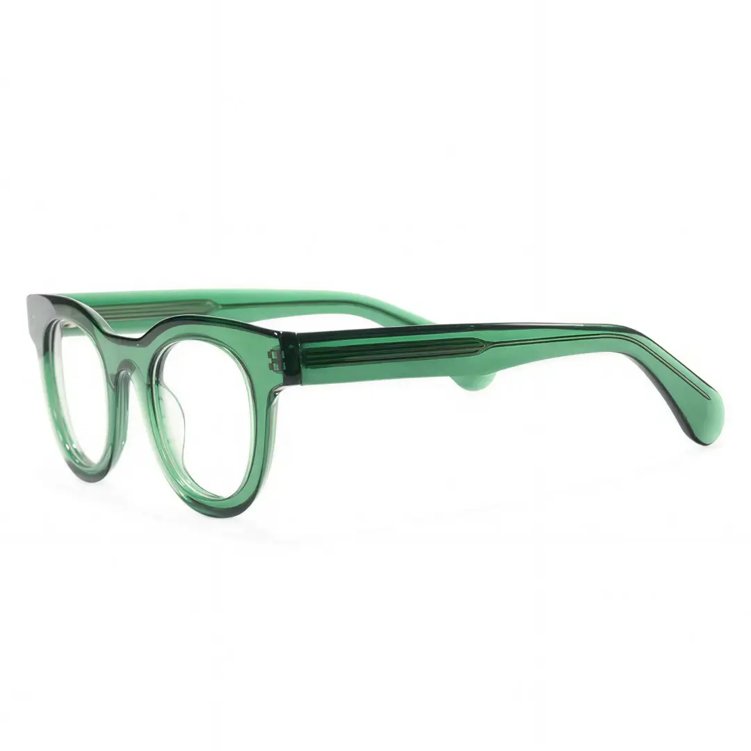 Side view of Gali round acetate eyeglasses CA0532302 in green