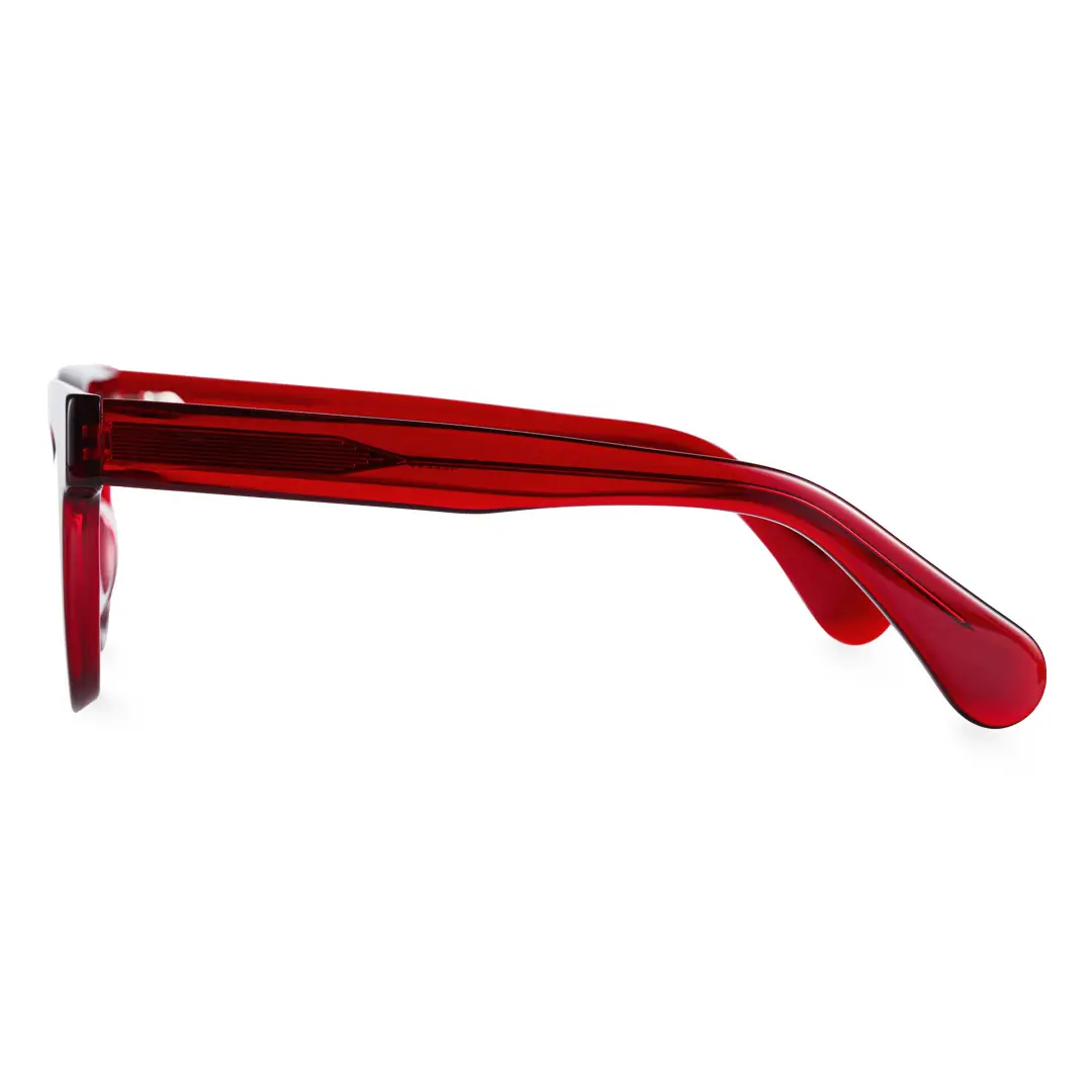 Side view of Gali round acetate eyeglasses CA0532302 in red