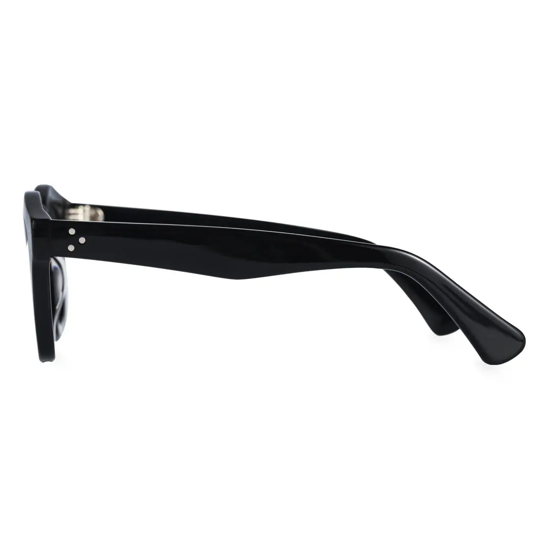 Side view of Wonda vintage cat eye acetate eyeglasses CA0542302 in black