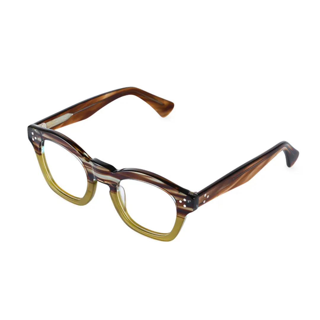 Angle view of Wonda vintage cat eye acetate eyeglasses CA0542302 in brown