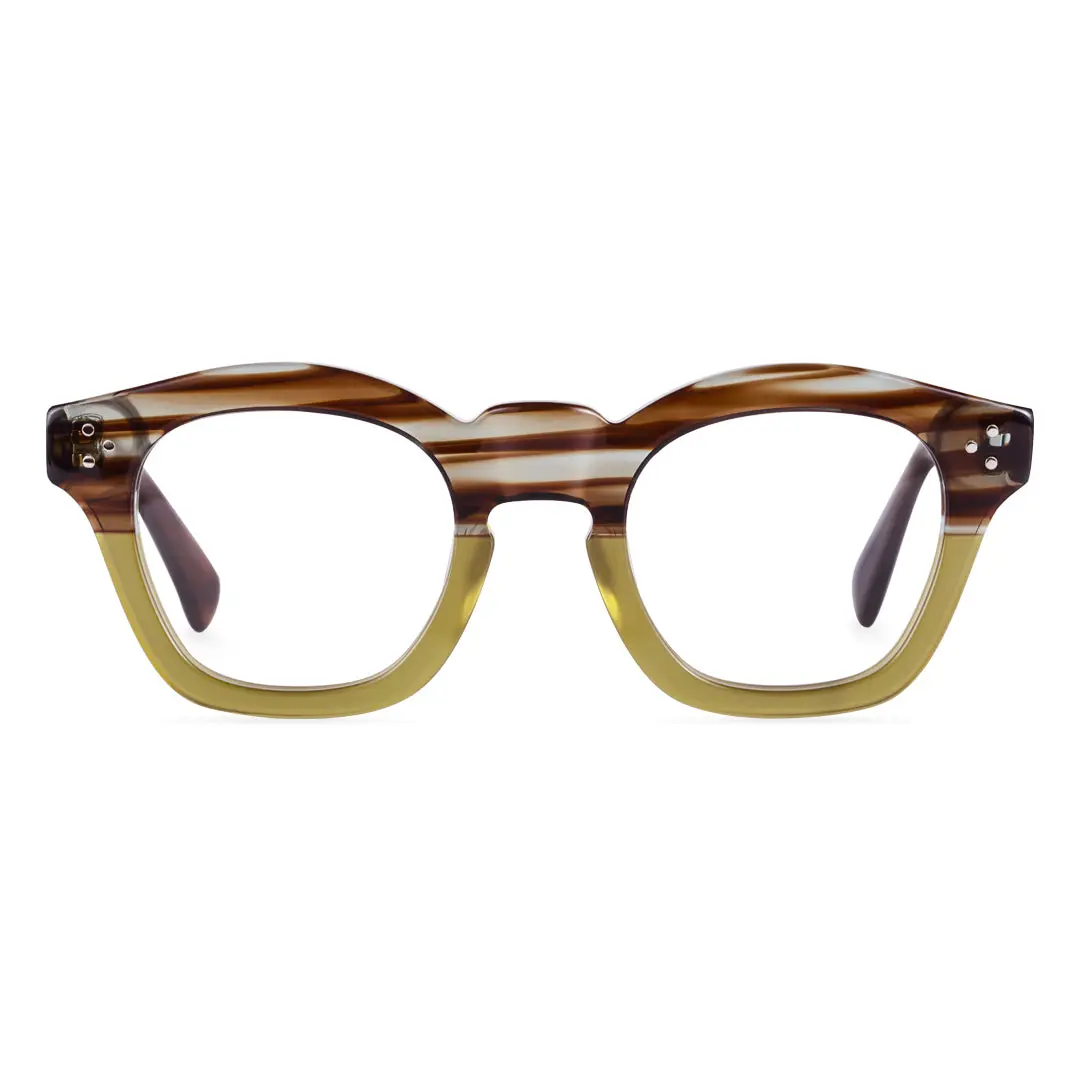 Front view of Wonda vintage cat eye acetate eyeglasses CA0542302 in brown