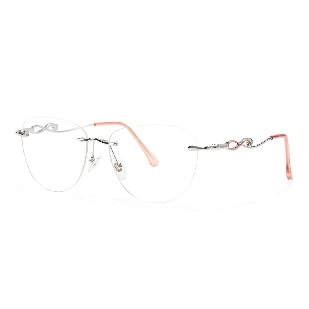 Angle view of Aine cat eye metal eyeglasses CM0032603 in pink